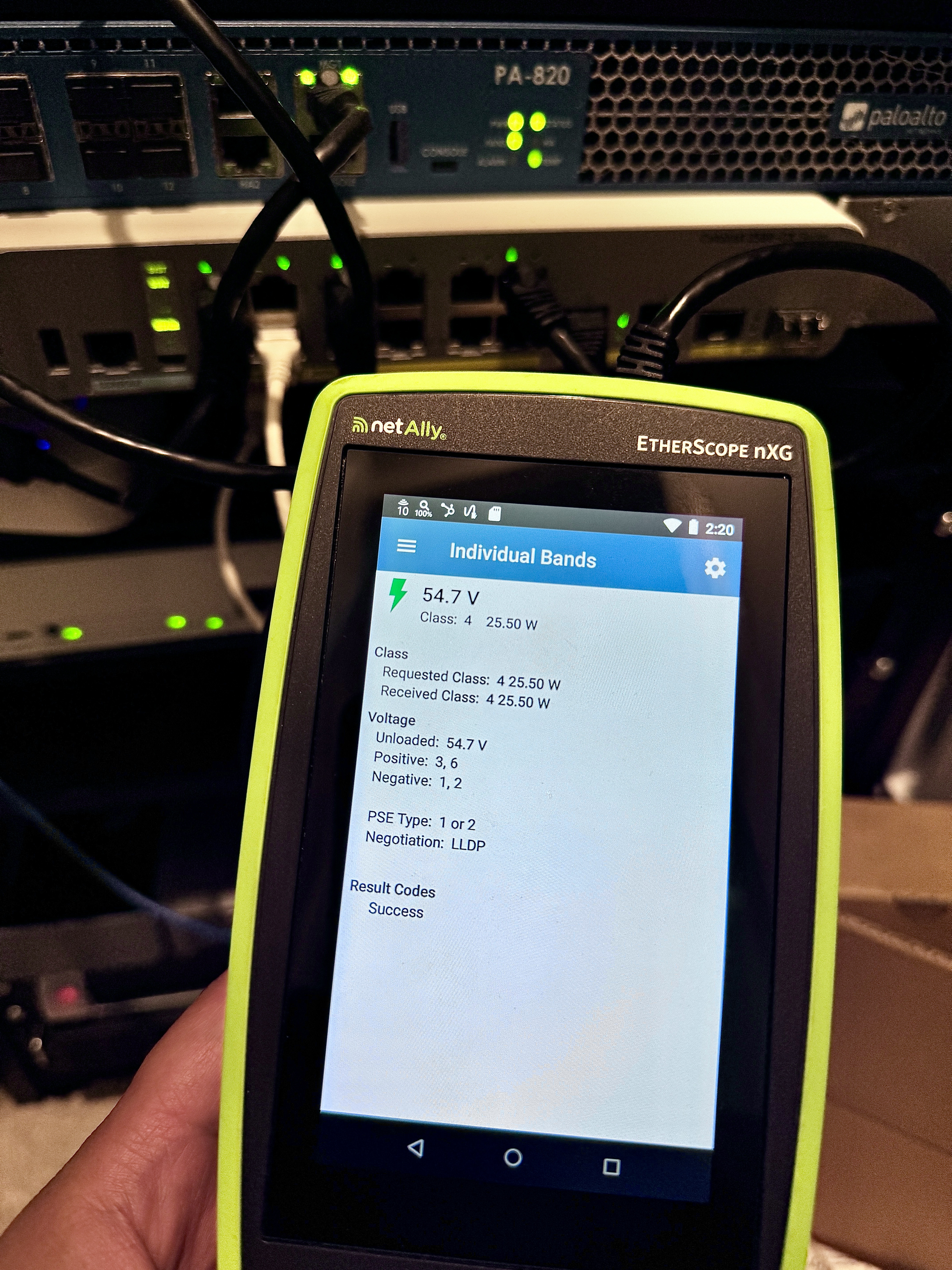 PoE testing with the NetAlly EtherScope nXG