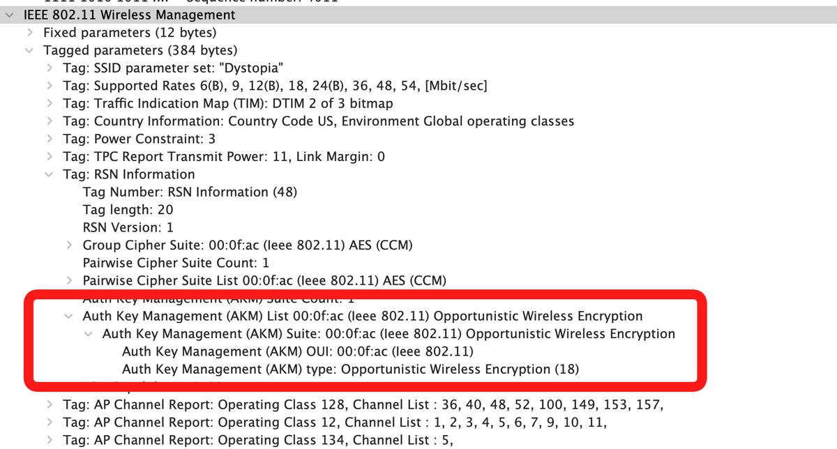 Wi-Fi 6E OWE Frame Exchange
