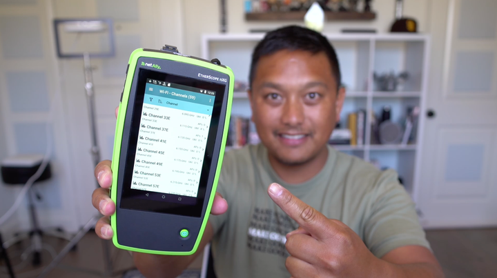 Holding the EtherScope nXG Wi-Fi 6E